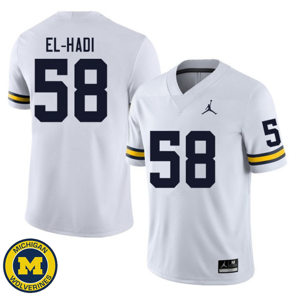 Men's Michigan Wolverines #58 Giovanni El-Hadi White Player Jersey